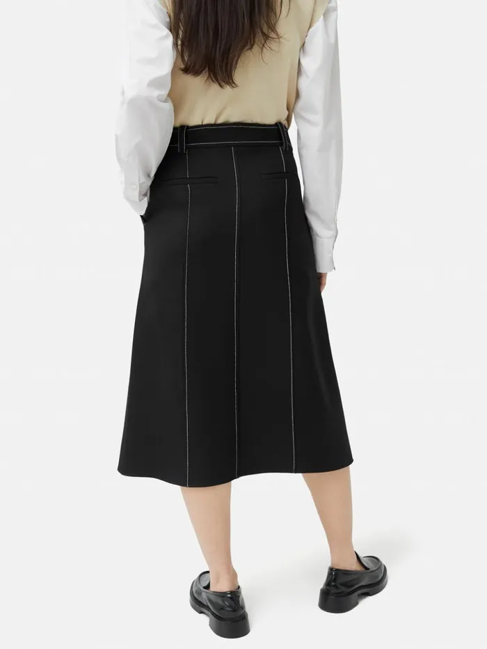 Jigsaw Seamed Detail A Line Skirt Black Women Skirts