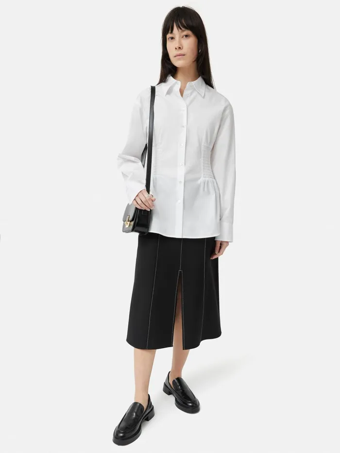 Jigsaw Seamed Detail A Line Skirt Black Women Skirts
