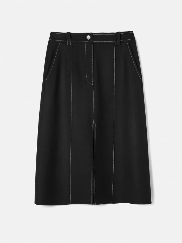Jigsaw Seamed Detail A Line Skirt Black Women Skirts