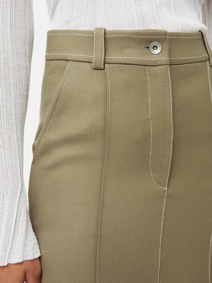 Jigsaw Seamed Detail A Line Skirt Khaki Women Skirts