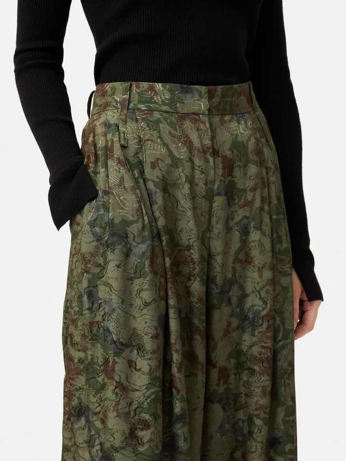 Jigsaw Shadow Floral Jacquard Palazzo Green Women Trousers