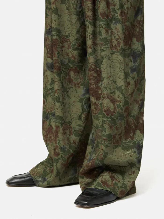 Jigsaw Shadow Floral Jacquard Palazzo Green Women Trousers