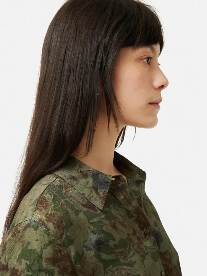 Jigsaw Shadow Floral Jacquard Shirt Green Women Coords