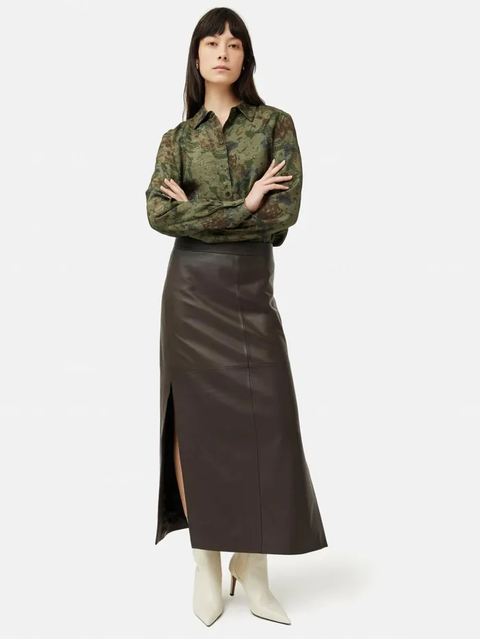 Jigsaw Shadow Floral Jacquard Shirt Green Women Coords