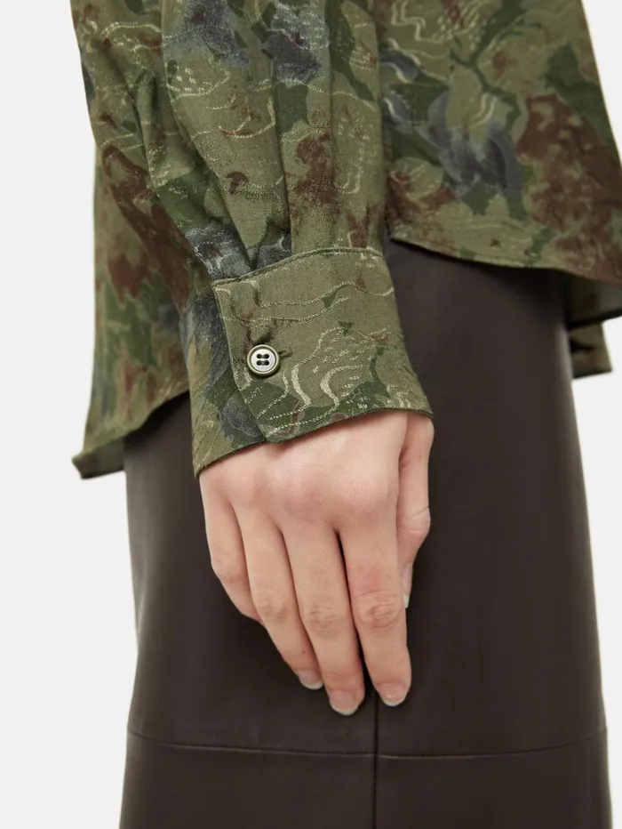 Jigsaw Shadow Floral Jacquard Shirt Green Women Coords