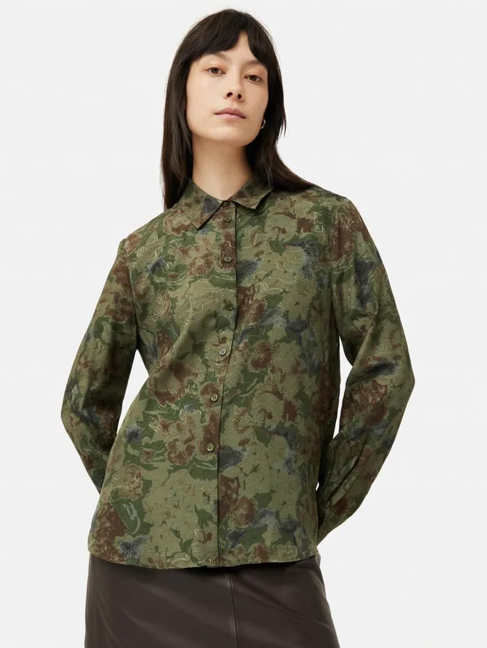 Jigsaw Shadow Floral Jacquard Shirt Green Women Coords