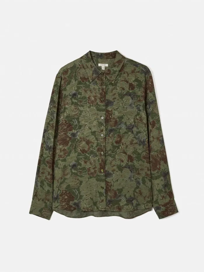 Jigsaw Shadow Floral Jacquard Shirt Green Women Coords