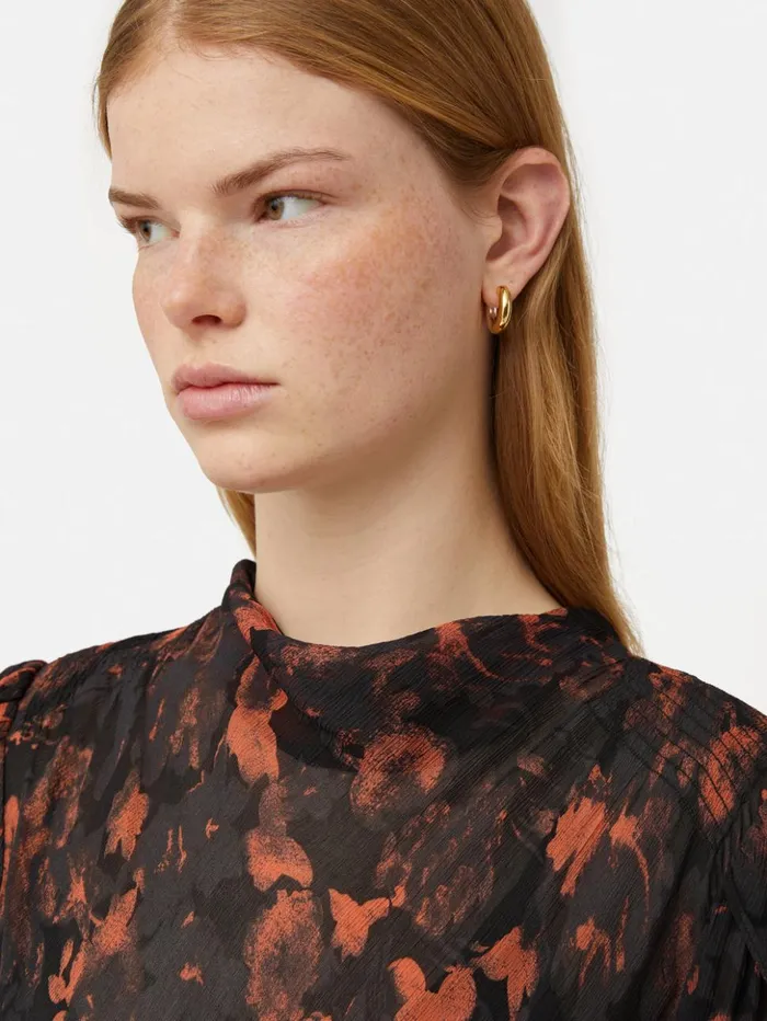 Jigsaw Shadow Floral Midi Dress Black Women Dresses and Jumpsuits