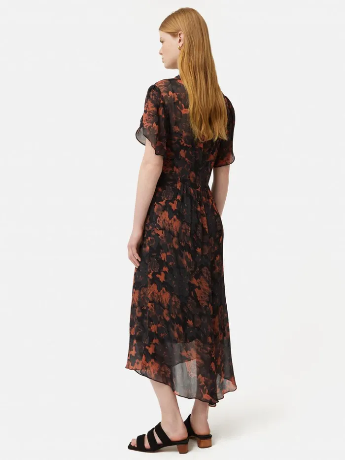 Jigsaw Shadow Floral Midi Dress Black Women Dresses and Jumpsuits