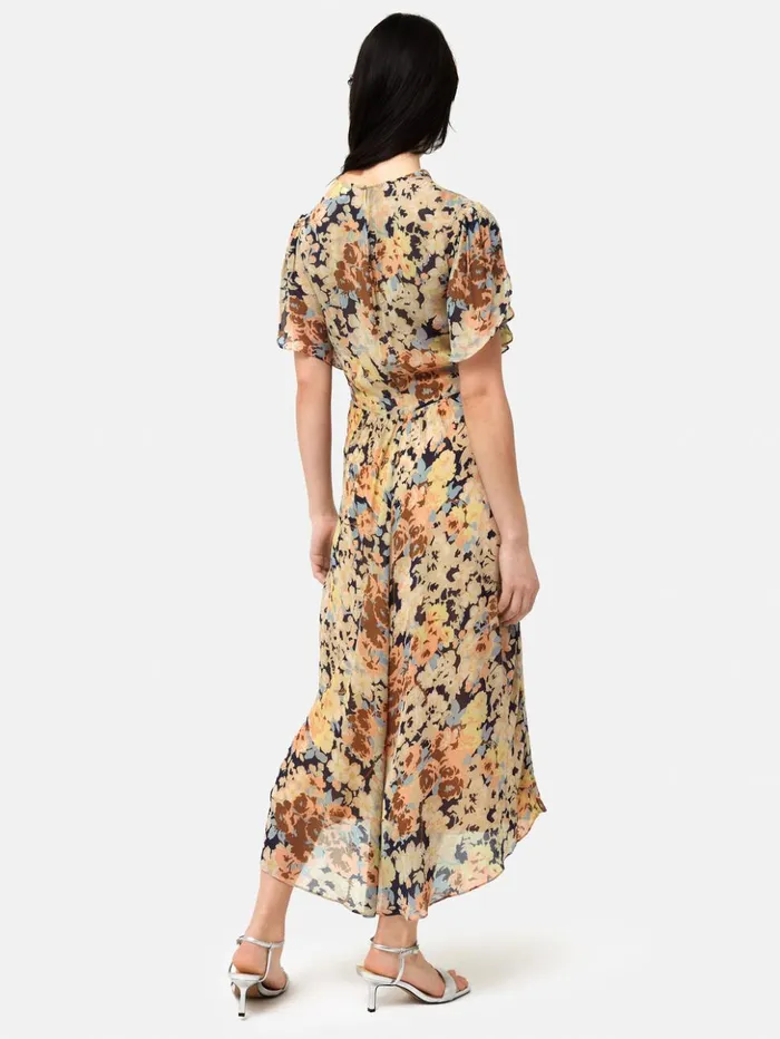 Jigsaw Sheer Petal Crinkle Dress Peach Women Dresses and Jumpsuits