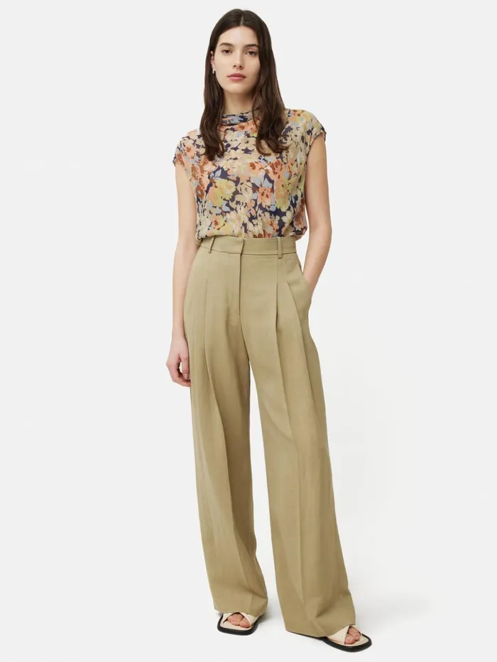 Jigsaw Sheer Petal Crinkle Top Peach Women Shirts and Tops