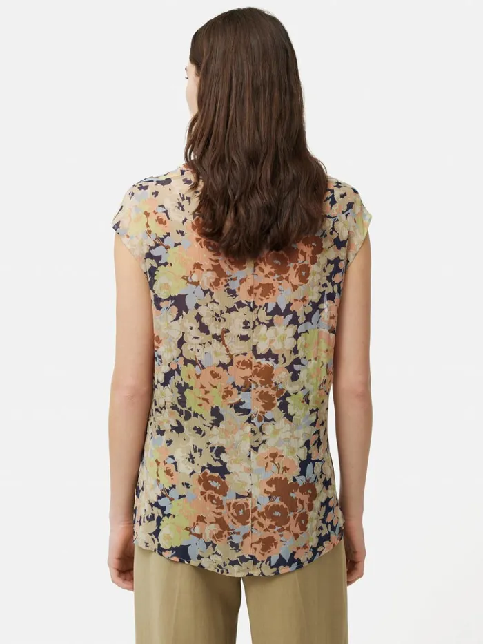 Jigsaw Sheer Petal Crinkle Top Peach Women Shirts and Tops