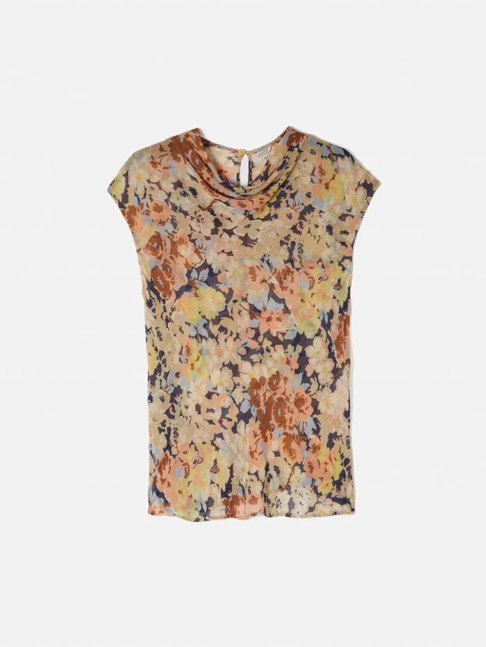 Jigsaw Sheer Petal Crinkle Top Peach Women Shirts and Tops