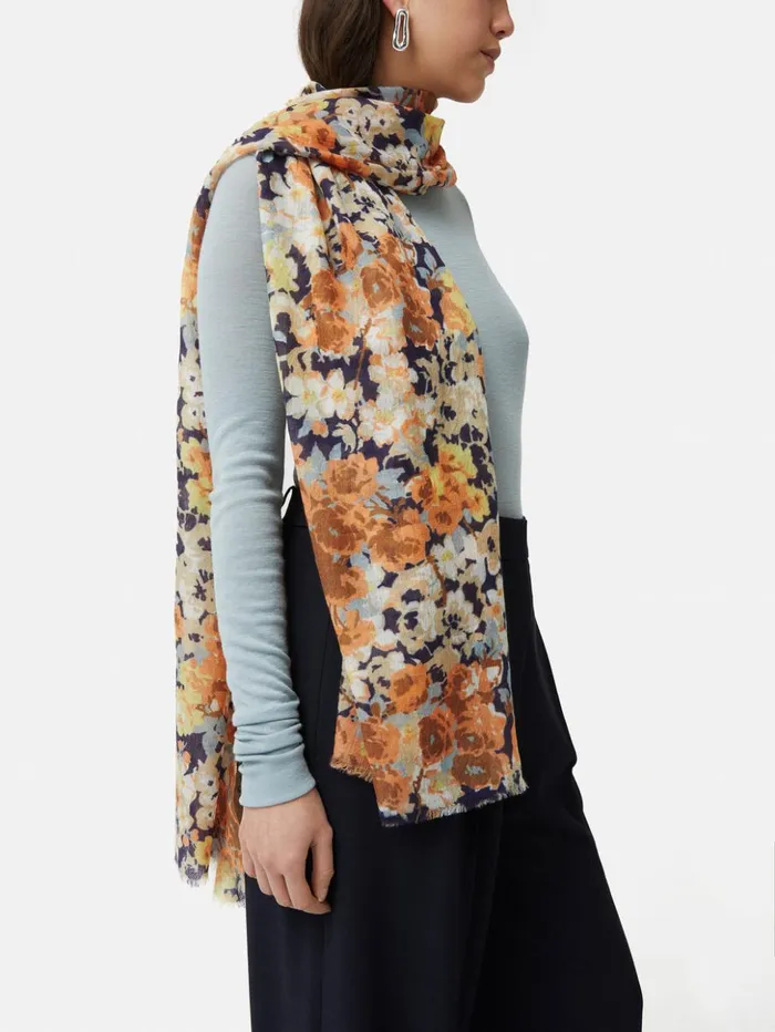 Jigsaw Sheer Petal Gauze Scarf Multi Women Ponchos and Scarves