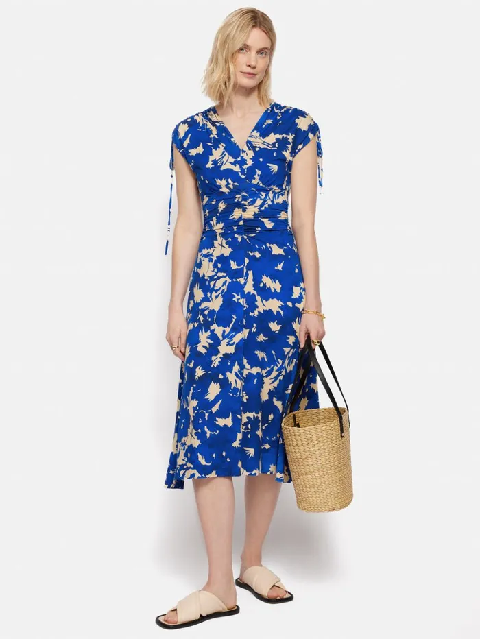 Jigsaw Silhouette Peony Jersey Dress Blue Women Dresses and Jumpsuits