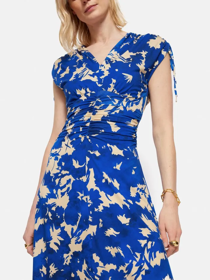 Jigsaw Silhouette Peony Jersey Dress Blue Women Dresses and Jumpsuits
