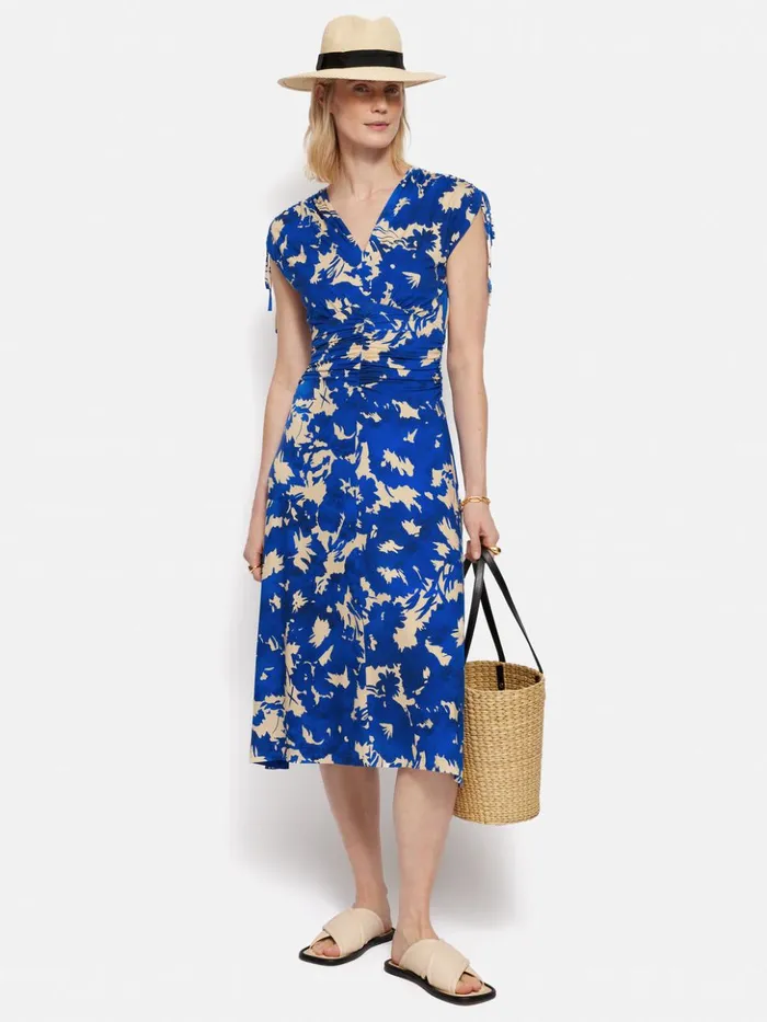 Jigsaw Silhouette Peony Jersey Dress Blue Women Dresses and Jumpsuits