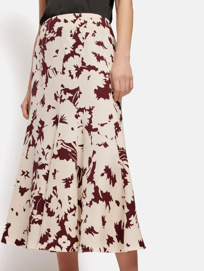 Jigsaw Silhouette Peony Midi Skirt Cream Women Skirts