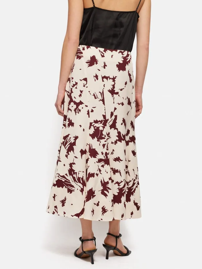 Jigsaw Silhouette Peony Midi Skirt Cream Women Skirts