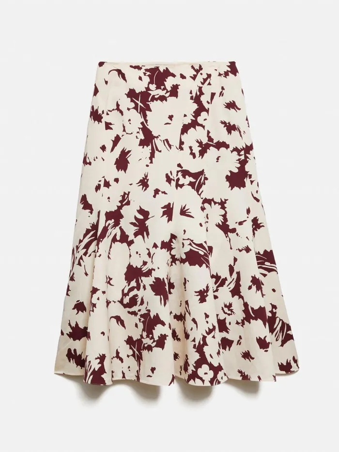 Jigsaw Silhouette Peony Midi Skirt Cream Women Skirts