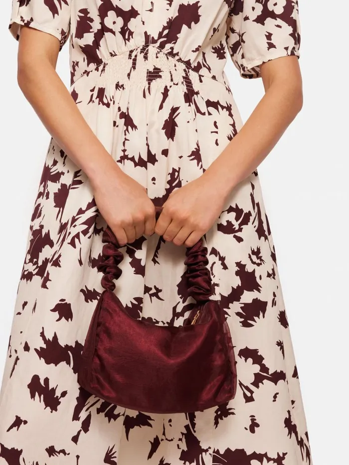 Jigsaw Silhouette Peony Smocked Dress Cream Women Dresses and Jumpsuits
