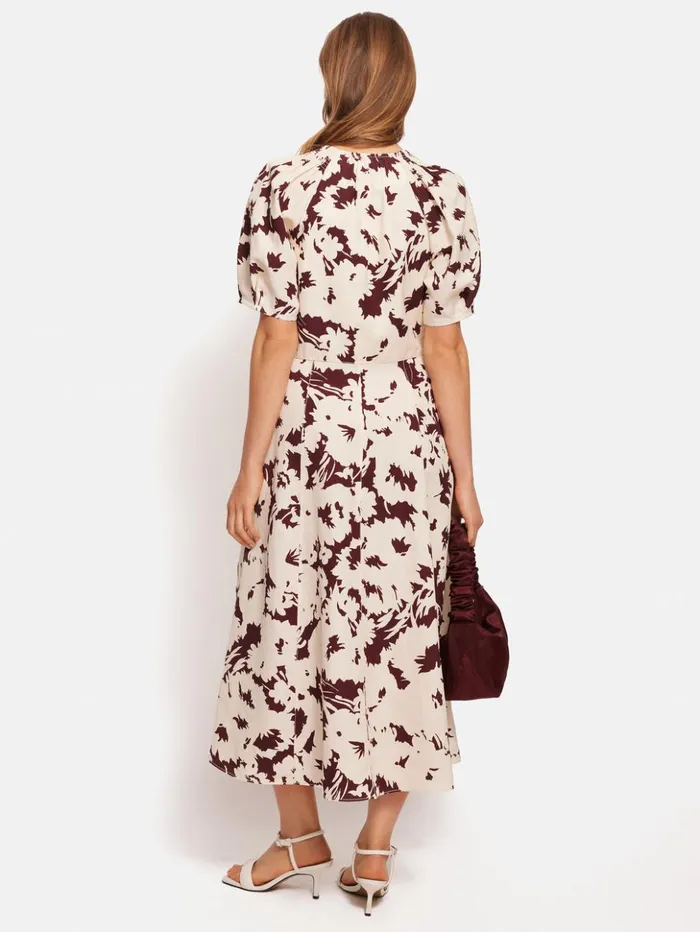 Jigsaw Silhouette Peony Smocked Dress Cream Women Dresses and Jumpsuits