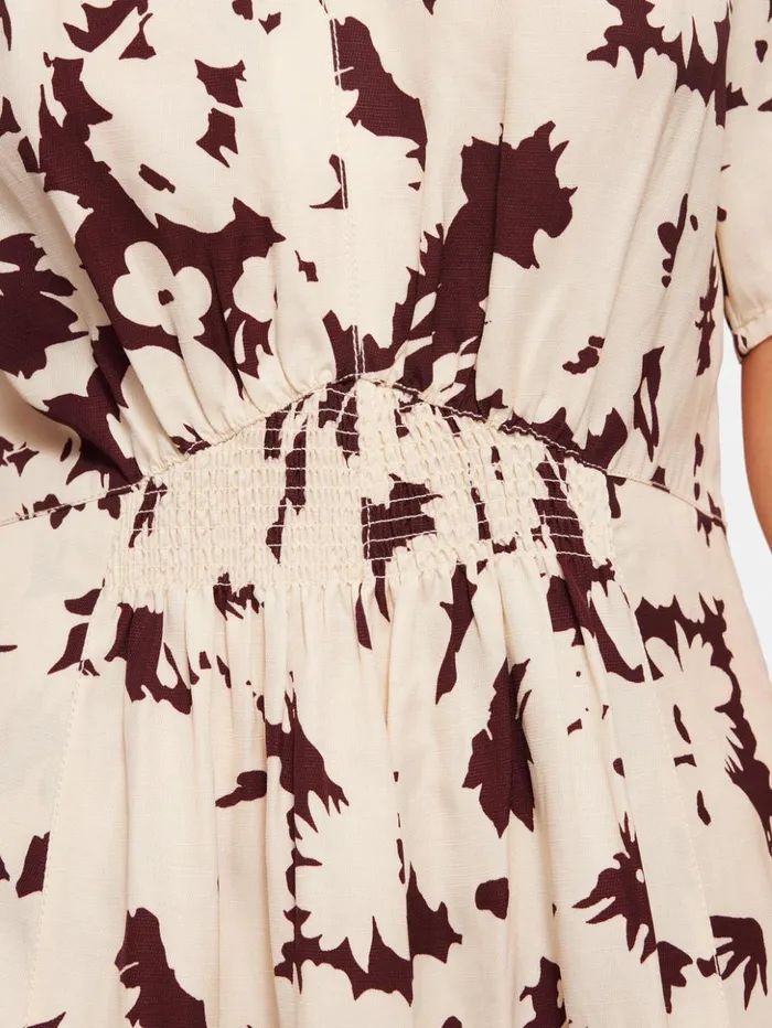Jigsaw Silhouette Peony Smocked Dress Cream Women Dresses and Jumpsuits