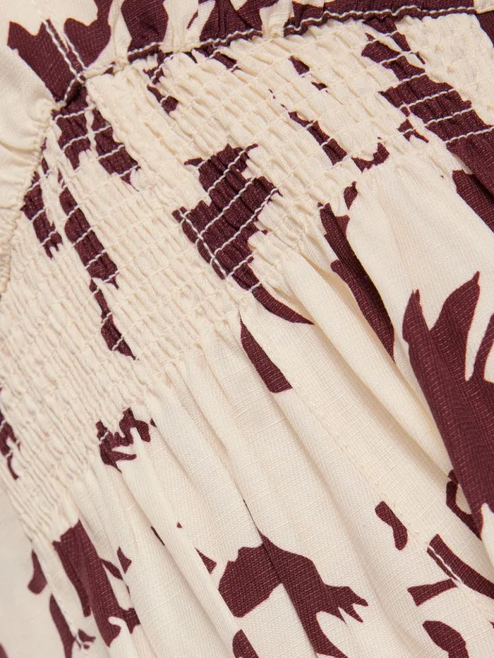 Jigsaw Silhouette Peony Smocked Dress Cream Women Dresses and Jumpsuits