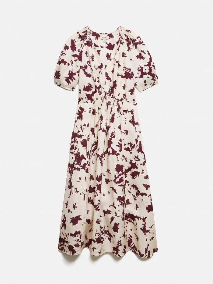 Jigsaw Silhouette Peony Smocked Dress Cream Women Dresses and Jumpsuits