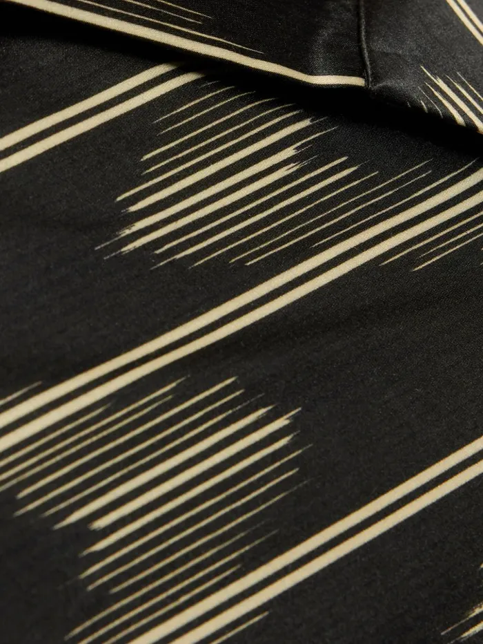 Jigsaw Silk Blend Ikat Stripe Top Black Women Coords