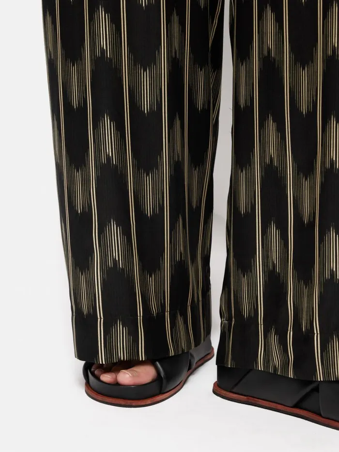 Jigsaw Silk Blend Ikat Stripe Trouser Black Women Trousers
