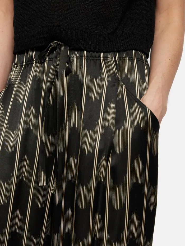 Jigsaw Silk Blend Ikat Stripe Trouser Black Women Trousers