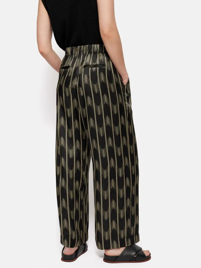 Jigsaw Silk Blend Ikat Stripe Trouser Black Women Trousers