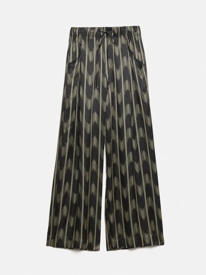 Jigsaw Silk Blend Ikat Stripe Trouser Black Women Trousers