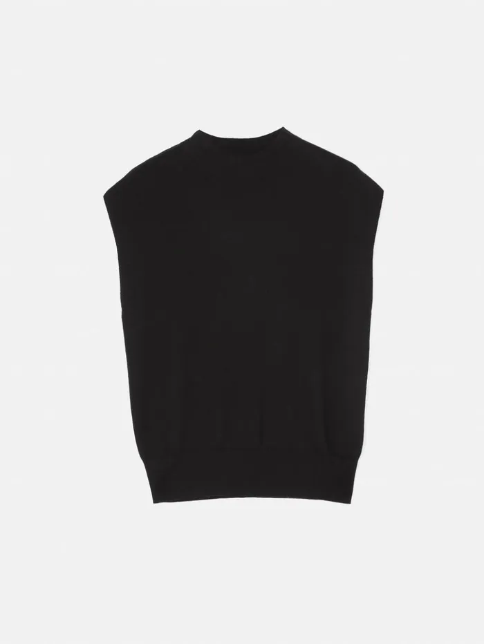 Jigsaw Silk Cotton Cap Sleeve Top Black Women Shirts and Tops