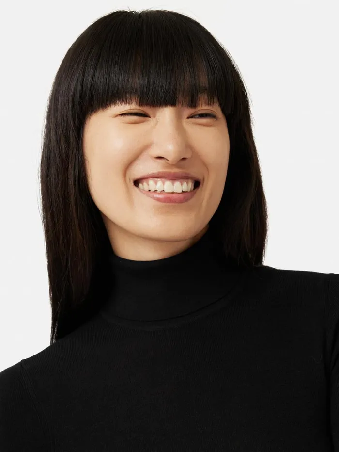 Jigsaw Silk Cotton Polo Jumper Black Women Knitwear and Cashmere