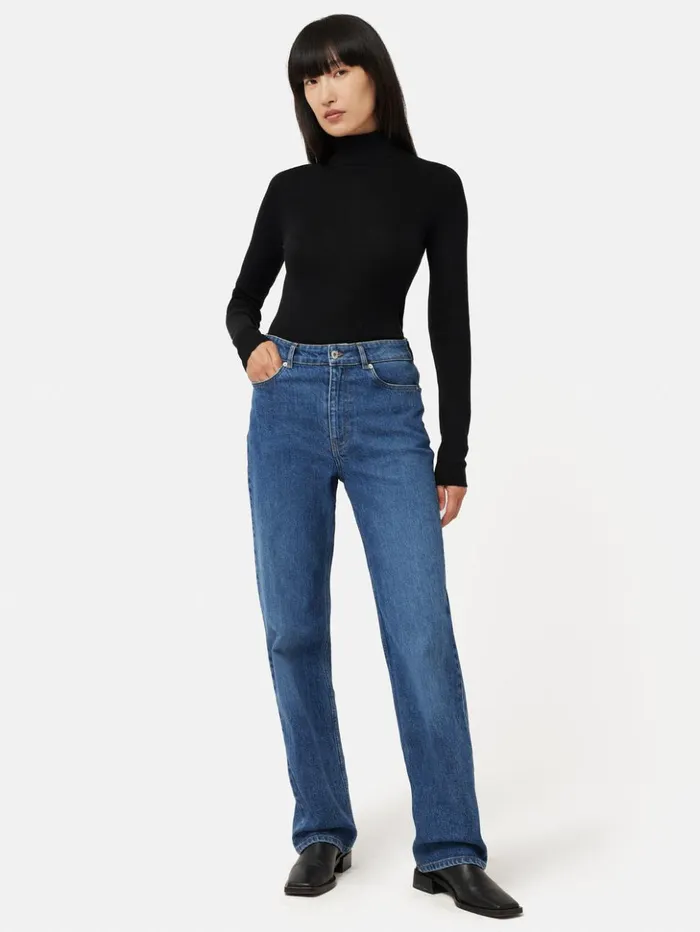 Jigsaw Silk Cotton Polo Jumper Black Women Knitwear and Cashmere