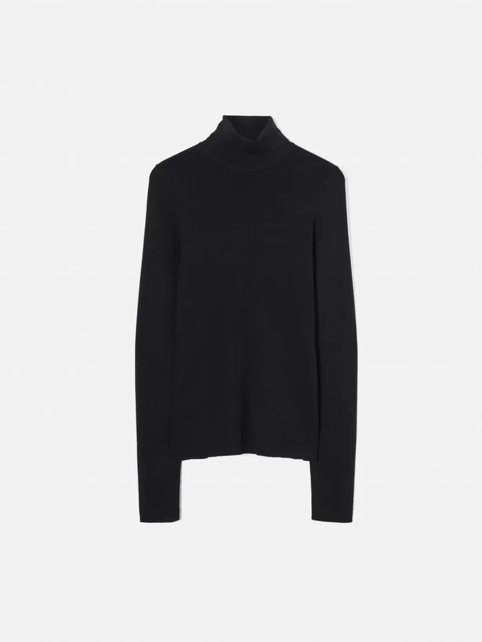 Jigsaw Silk Cotton Polo Jumper Black Women Knitwear and Cashmere