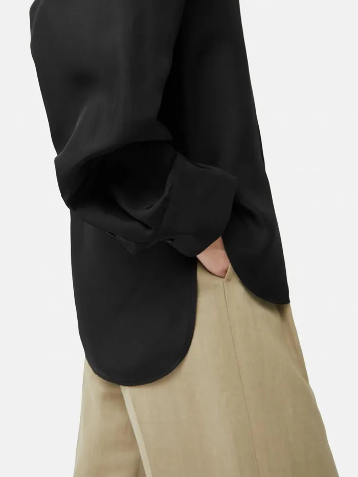 Jigsaw Silk Habotai Relaxed Shirt Black Women Shirts and Tops