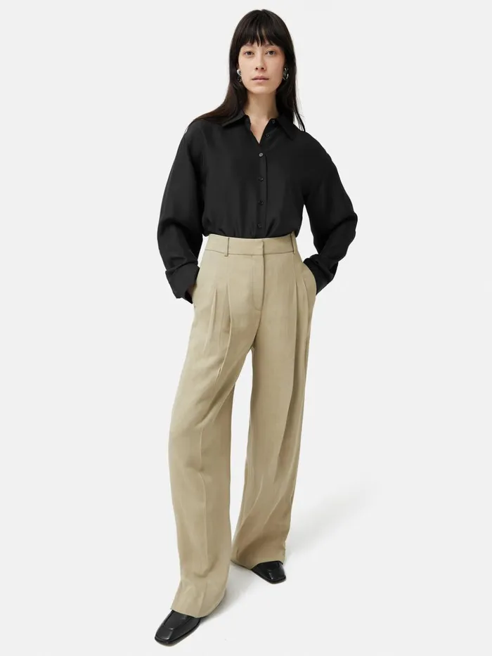 Jigsaw Silk Habotai Relaxed Shirt Black Women Shirts and Tops