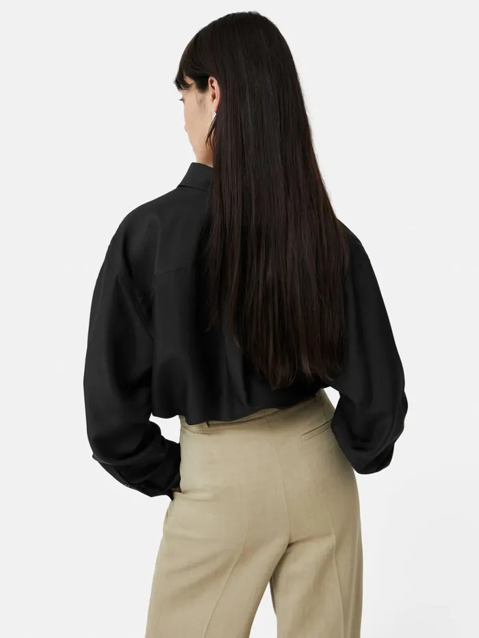 Jigsaw Silk Habotai Relaxed Shirt Black Women Shirts and Tops