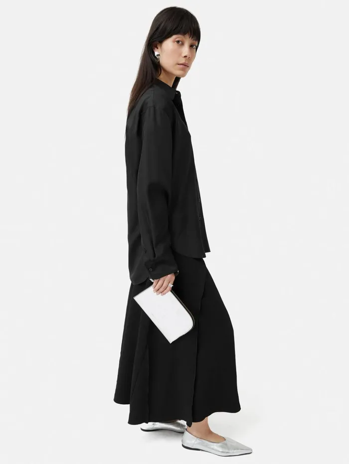 Jigsaw Silk Habotai Relaxed Shirt Black Women Shirts and Tops