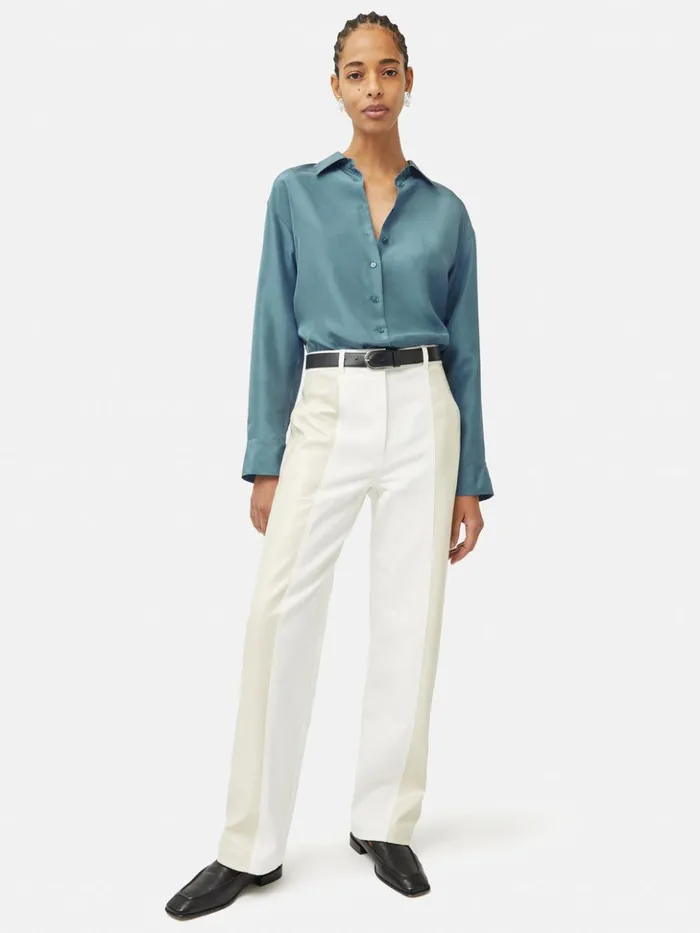 Jigsaw Silk Habotai Relaxed Shirt Blue Women Shirts and Tops