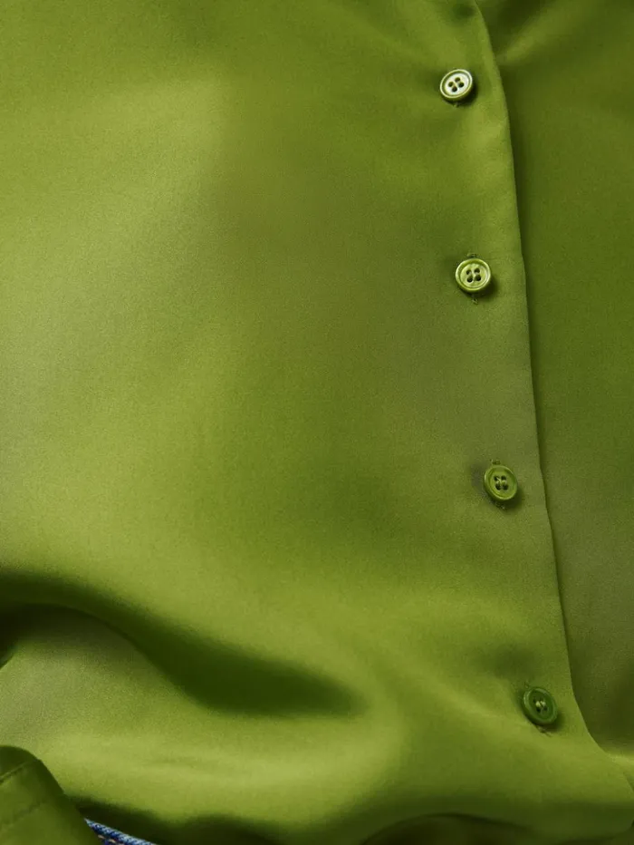 Jigsaw Silk Habotai Relaxed Shirt Green Women Shirts and Tops