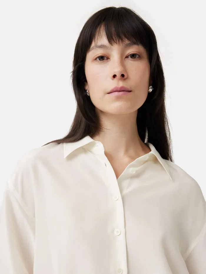 Jigsaw Silk Habotai Relaxed Shirt Ivory Women Shirts and Tops