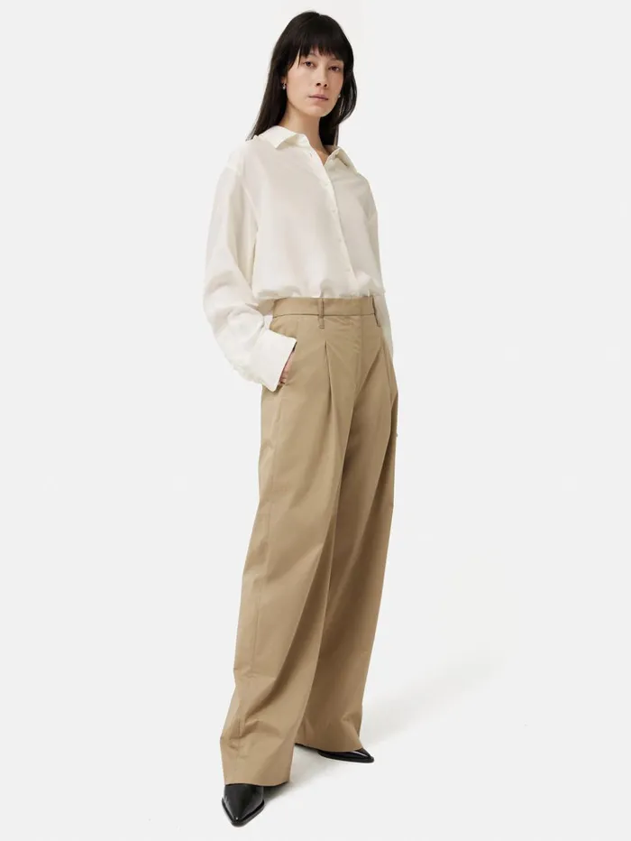 Jigsaw Silk Habotai Relaxed Shirt Ivory Women Shirts and Tops