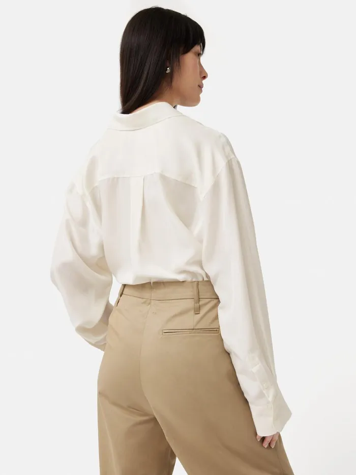 Jigsaw Silk Habotai Relaxed Shirt Ivory Women Shirts and Tops