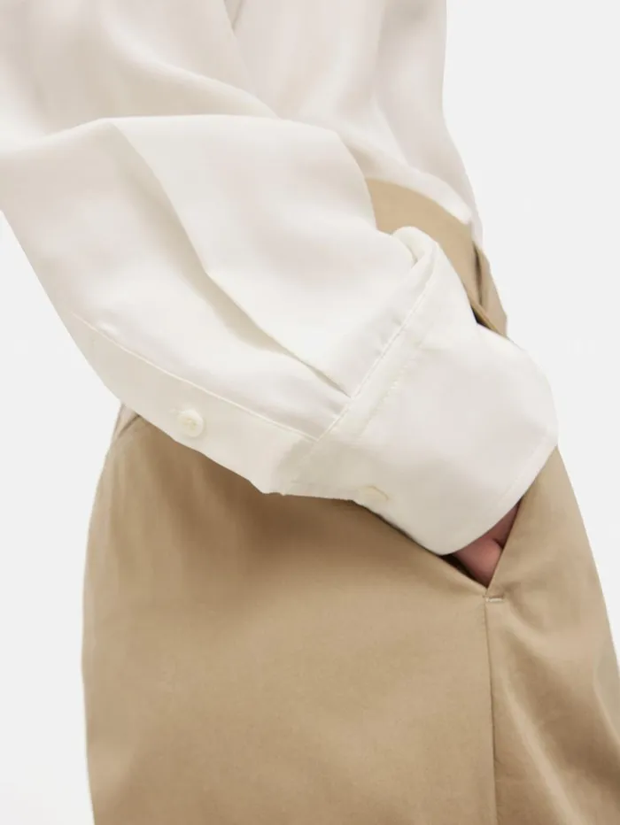 Jigsaw Silk Habotai Relaxed Shirt Ivory Women Shirts and Tops