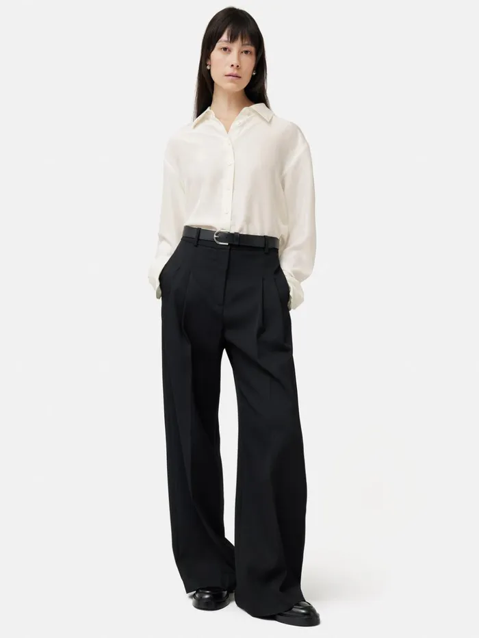 Jigsaw Silk Habotai Relaxed Shirt Ivory Women Shirts and Tops