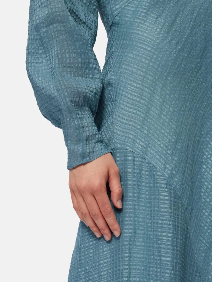 Jigsaw Silk Linen Gauze Maxi Dress Blue Women Dresses and Jumpsuits